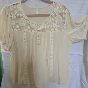 Cream Lace Detail Women's Top